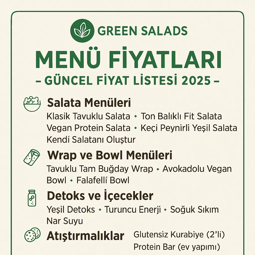 Green Salads Menü Fiyatları – Güncel Fiyat Listesi 2025